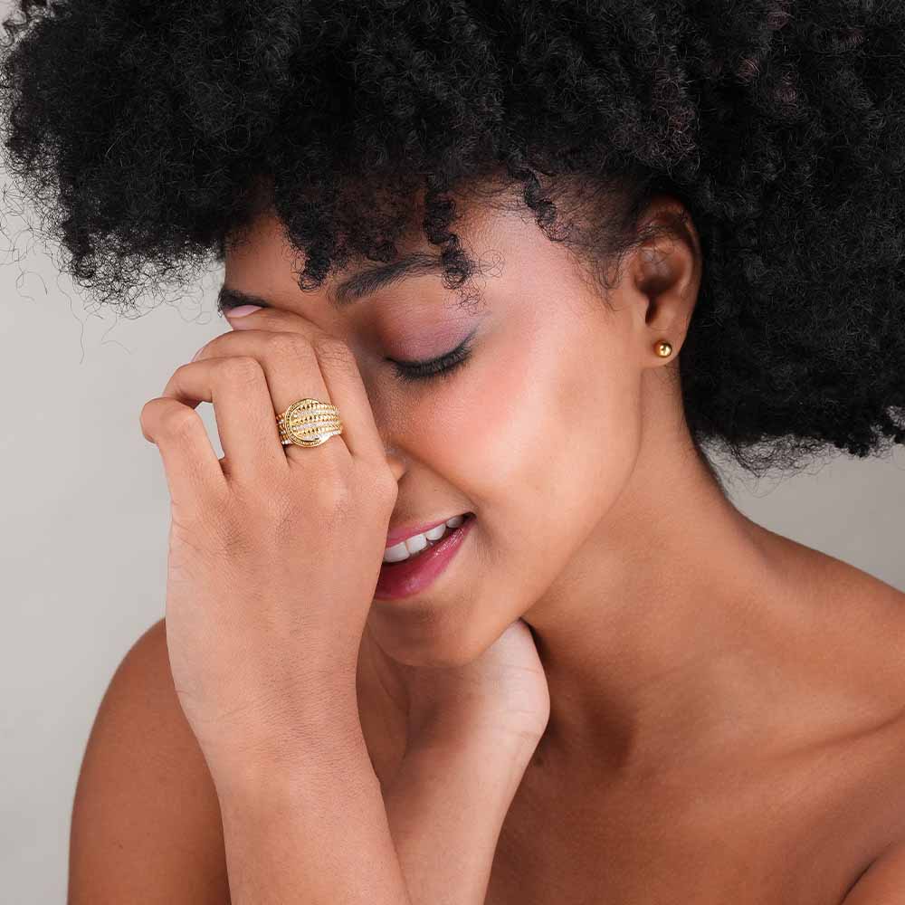 Crystal Embellished Gold Statement Ring