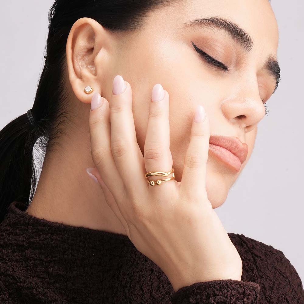 Double Gold Orbs Open Band