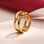 Double Gold Orbs Open Band