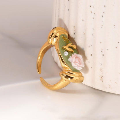 Vintage Bloom Enamel Adjustable Ring