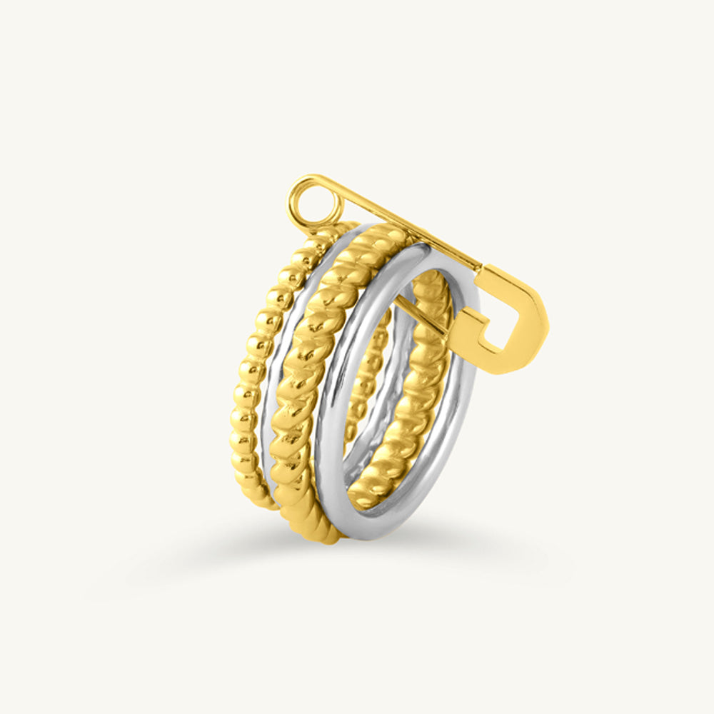 Dual-Tone Safety Pin Accent Stack Ring