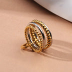 Dual-Tone Safety Pin Accent Stack Ring