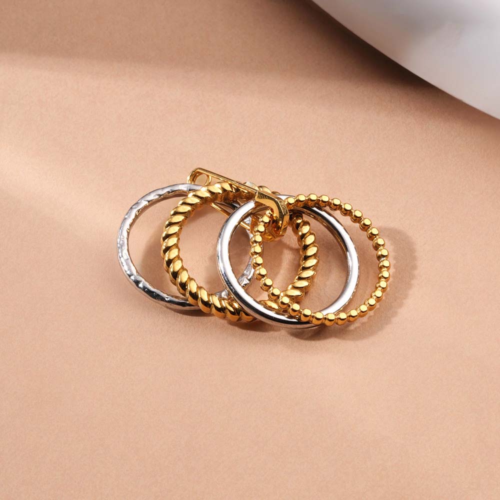 Dual-Tone Safety Pin Accent Stack Ring