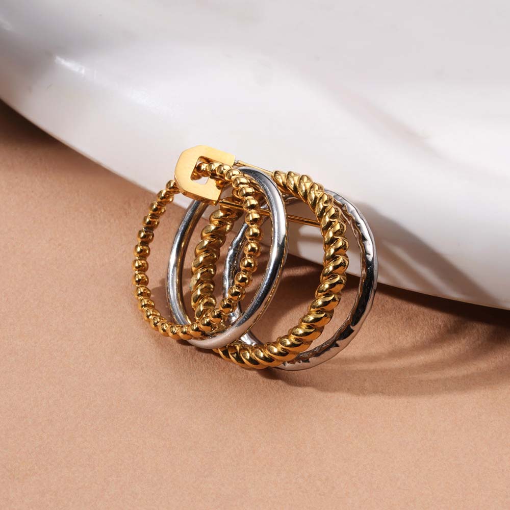 Dual-Tone Safety Pin Accent Stack Ring