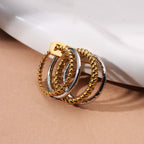 Dual-Tone Safety Pin Accent Stack Ring