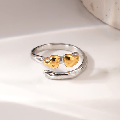 Twin Heartbud Wrap Ring