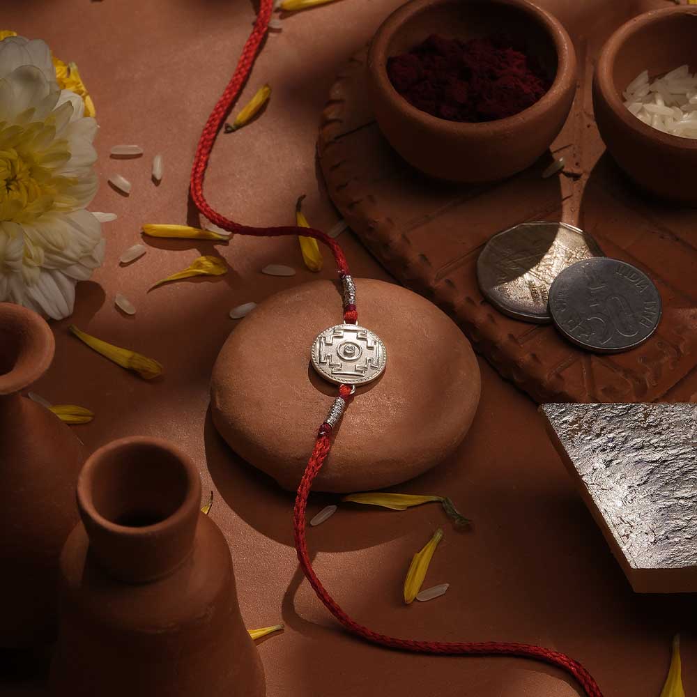 Cosmic Code 0.01 Carat Lab-Grown Diamond 999 Silver Coin Rakhi