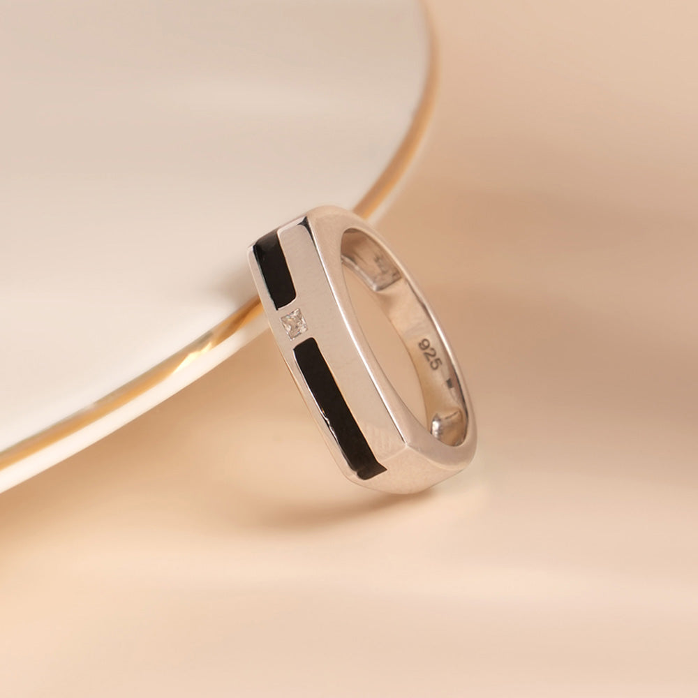 Duality 925 Silver Unisex Band Ring