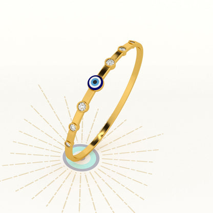 Evil Eye 925 Stone Band Ovel Bracelet