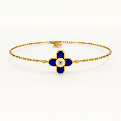Evil Eye Clover 925 Silver Bracelet