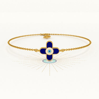 Evil Eye Clover 925 Silver Bracelet
