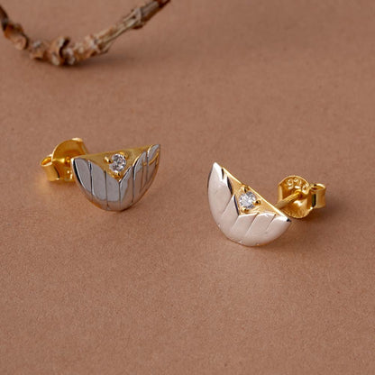Textured Leaf Half-Moon  Signature Earrings