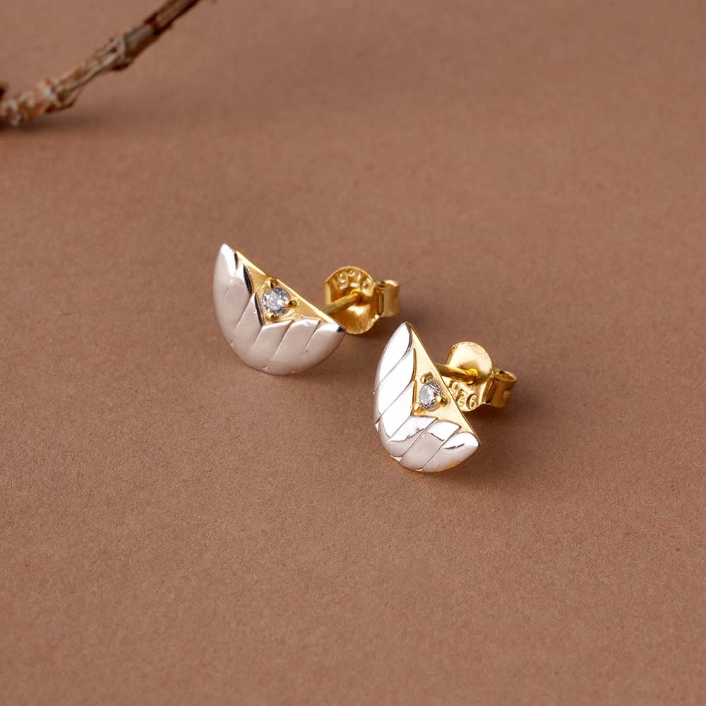 Textured Leaf Half-Moon  Signature Earrings