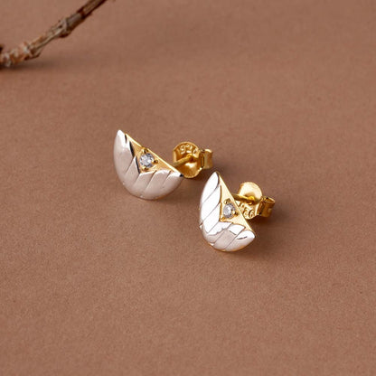 Textured Leaf Half-Moon  Signature Earrings