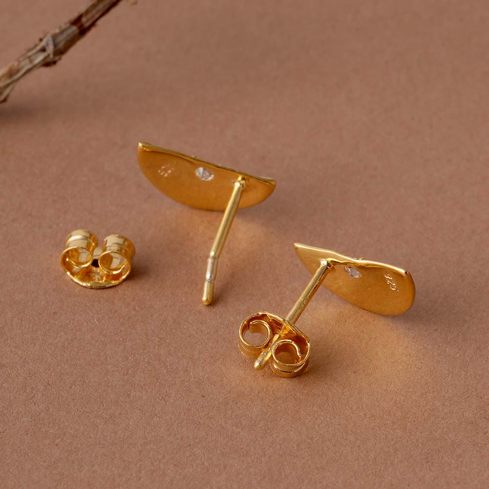 Textured Leaf Half-Moon  Signature Earrings
