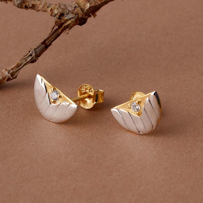 Textured Leaf Half-Moon  Signature Earrings