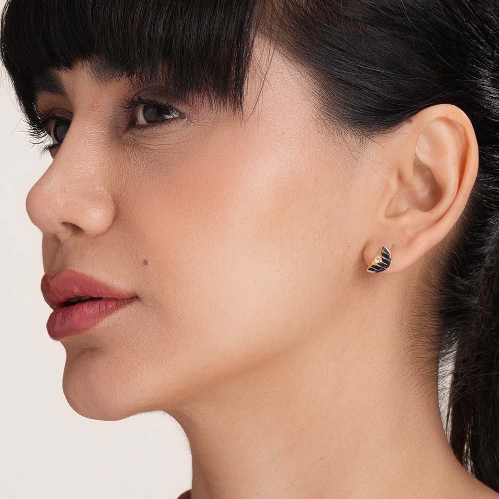 Textured Leaf Half-Moon  Signature Earrings