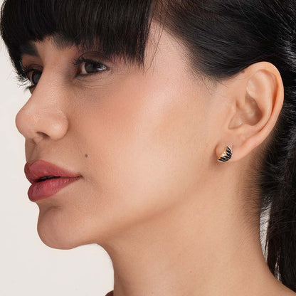 Textured Leaf Half-Moon  Signature Earrings