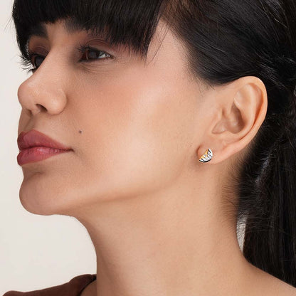 Textured Leaf Half-Moon  Signature Earrings