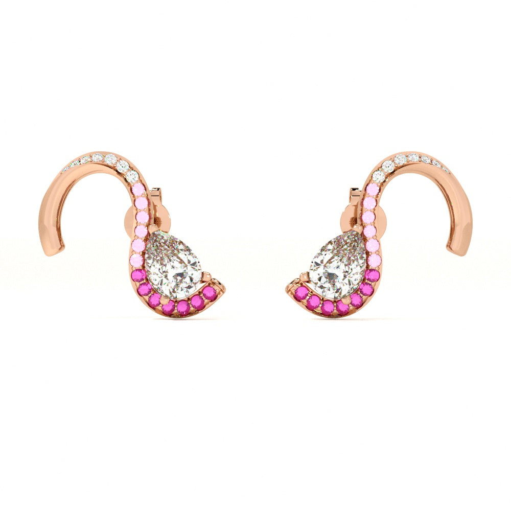Crimson Swan 925 Sterling Silver Rose Gold Studs