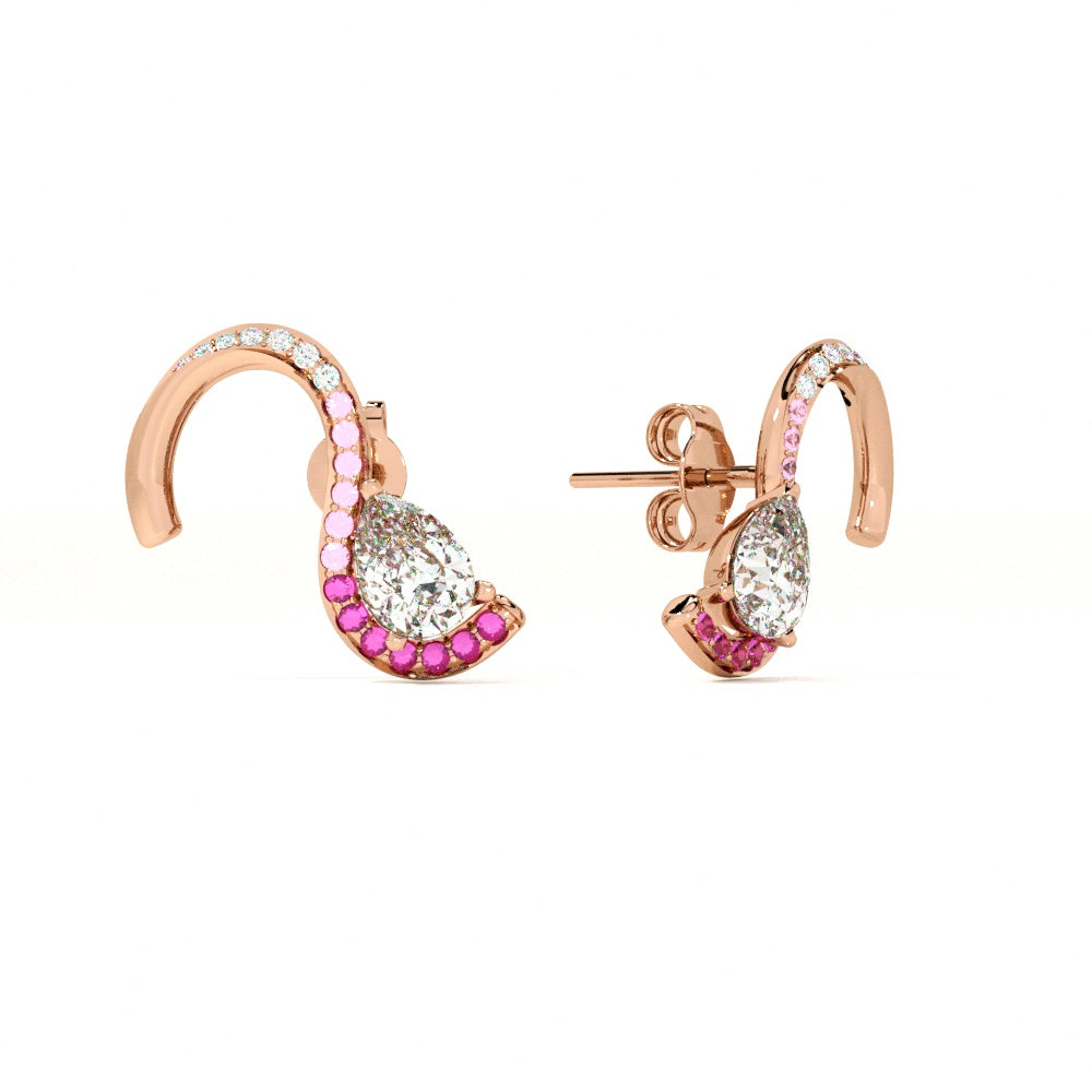 Crimson Swan 925 Sterling Silver Rose Gold Studs
