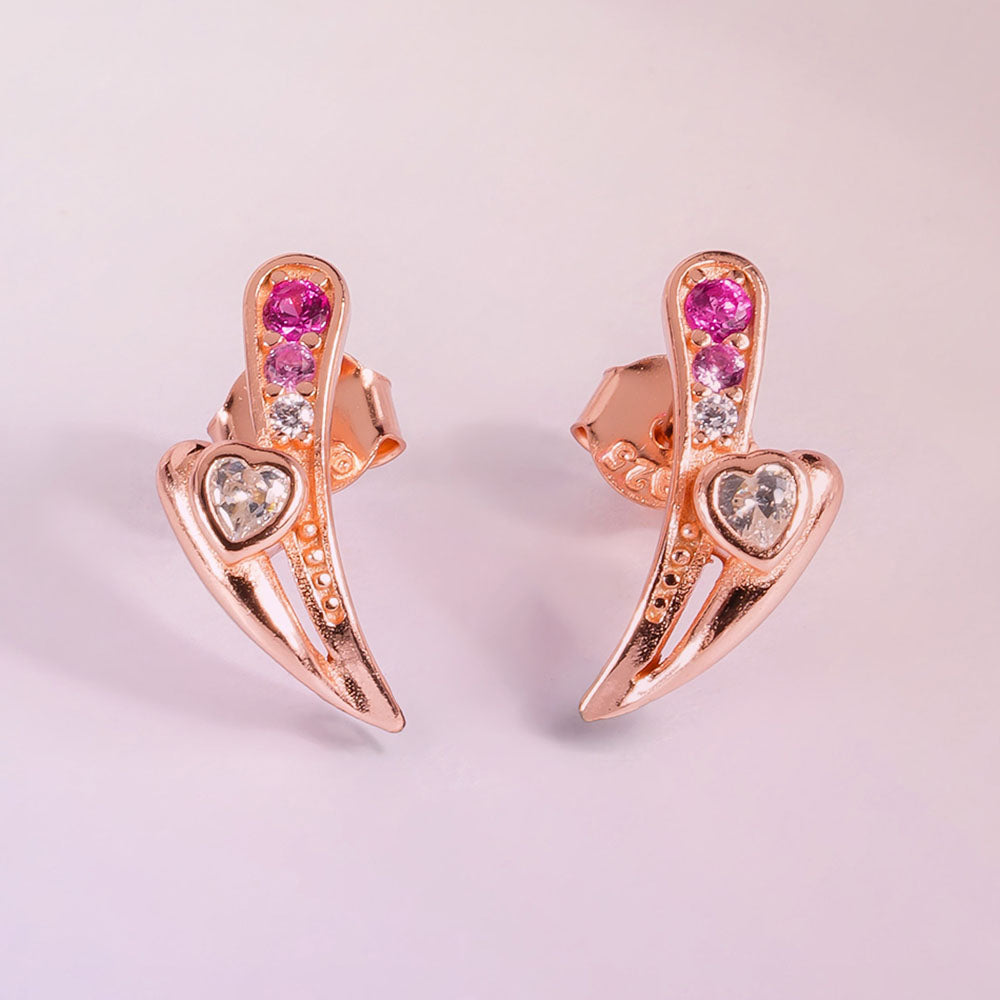 Bladerose Spark 925 Sterling Silver Rose Gold Studs