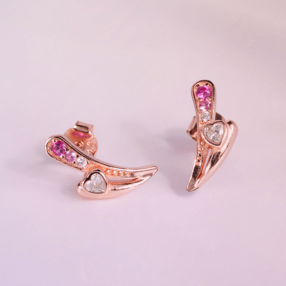 Bladerose Spark 925 Sterling Silver Rose Gold Studs