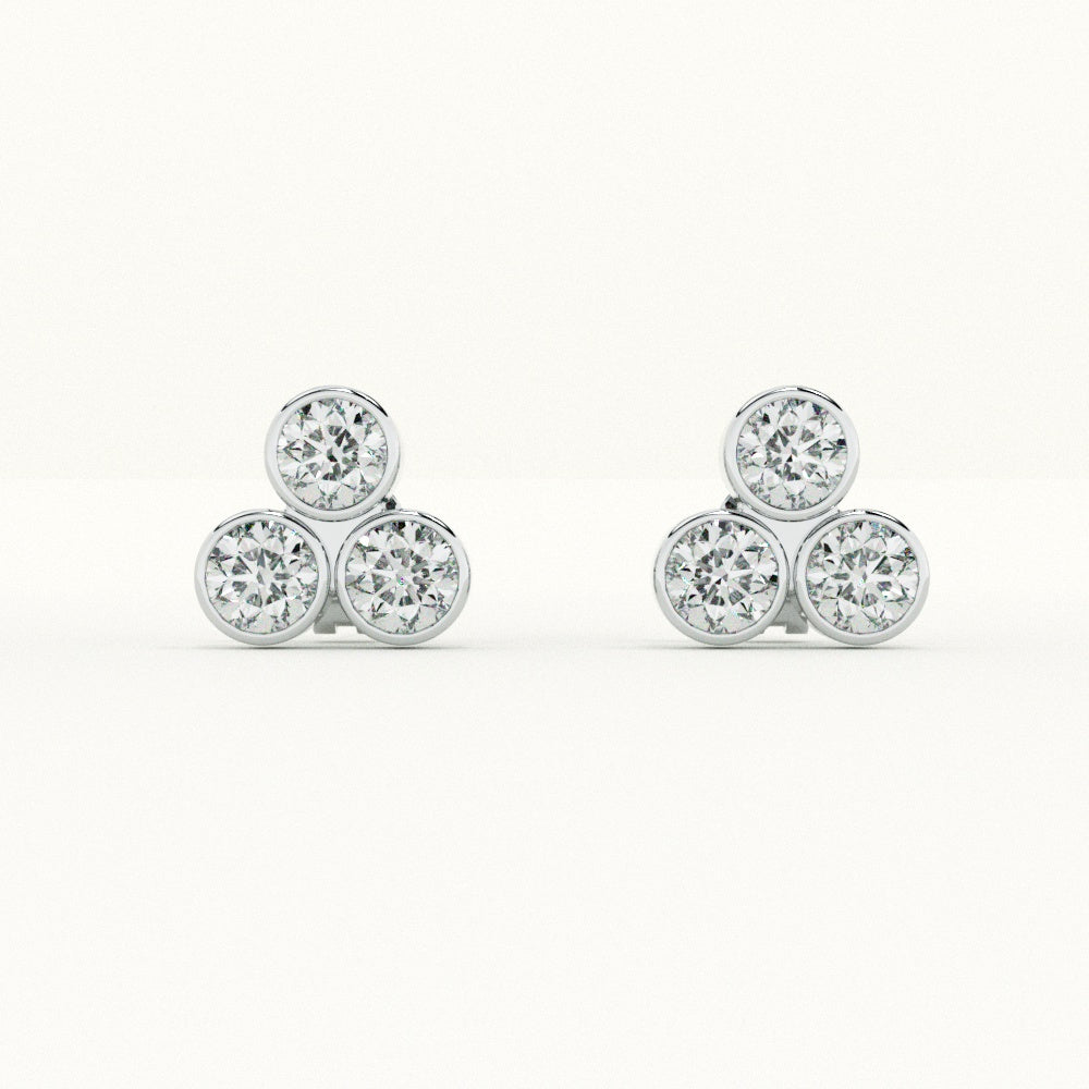 Trio Cluster 925 Sterling Silver Studs