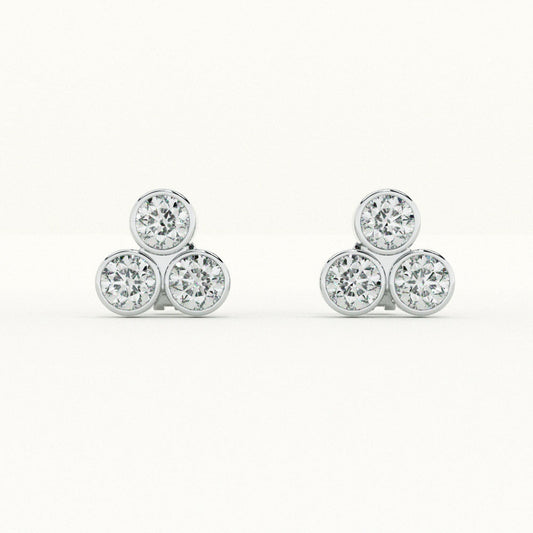 Trio Cluster 925 Sterling Silver Studs