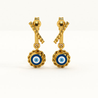 Evil Eye Rope 925 Sterling Silver Earrings