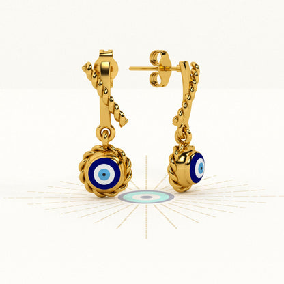Evil Eye Rope 925 Sterling Silver Earrings