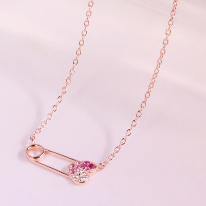 Pinned with Love 925 Silver Rose Gold Necklace