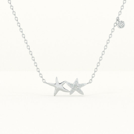 Silver Star Necklace with Pave Accents