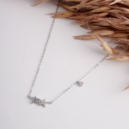 Silver Star Necklace with Pave Accents