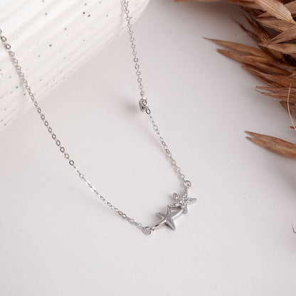 Silver Star Necklace with Pave Accents