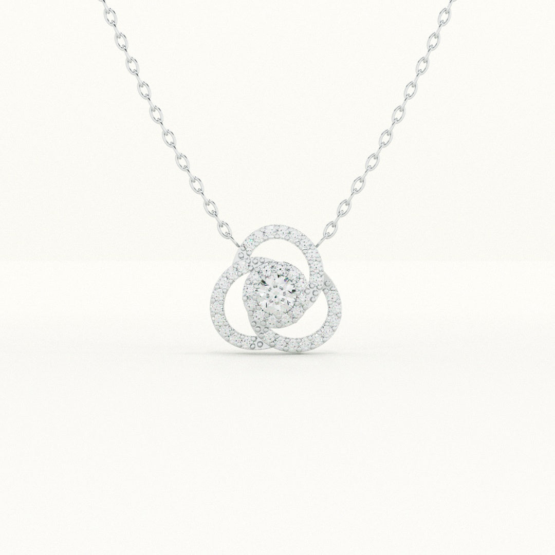 Interlinked Halo Circle 925 Sterling Silver Necklace