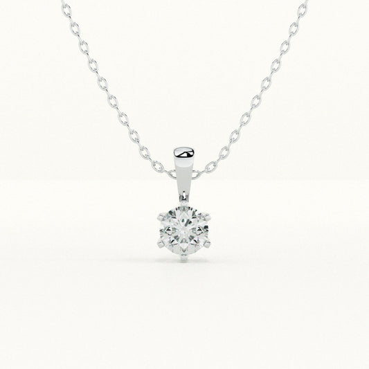 Classic Solitaire 925 Sterling Silver Necklace