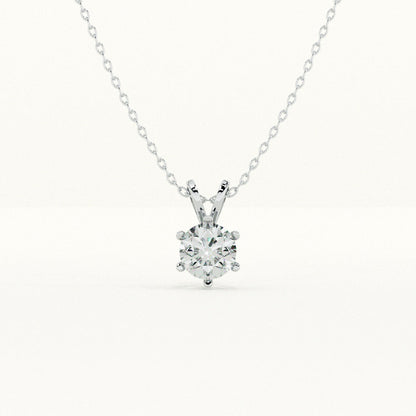 Six-Prong Classic Diamond 925 Sterling Silver Necklace
