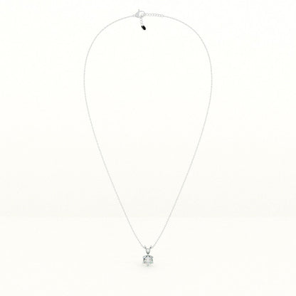 Six-Prong Classic Diamond 925 Sterling Silver Necklace