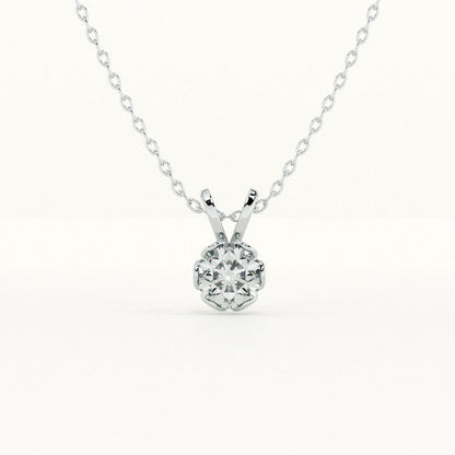 Floral Halo Diamond 925 Sterling Silver Necklace
