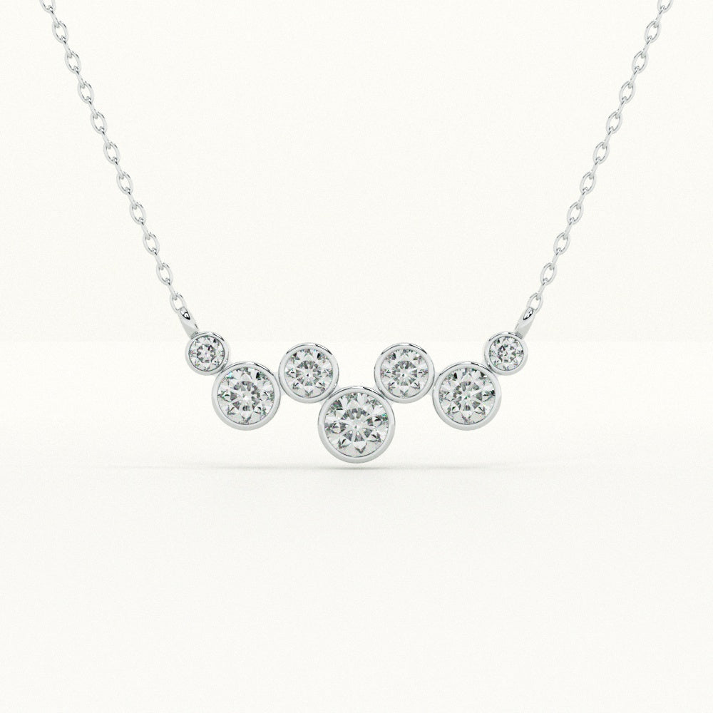 Graduated Cluster 925 Sterling Silver Necklace