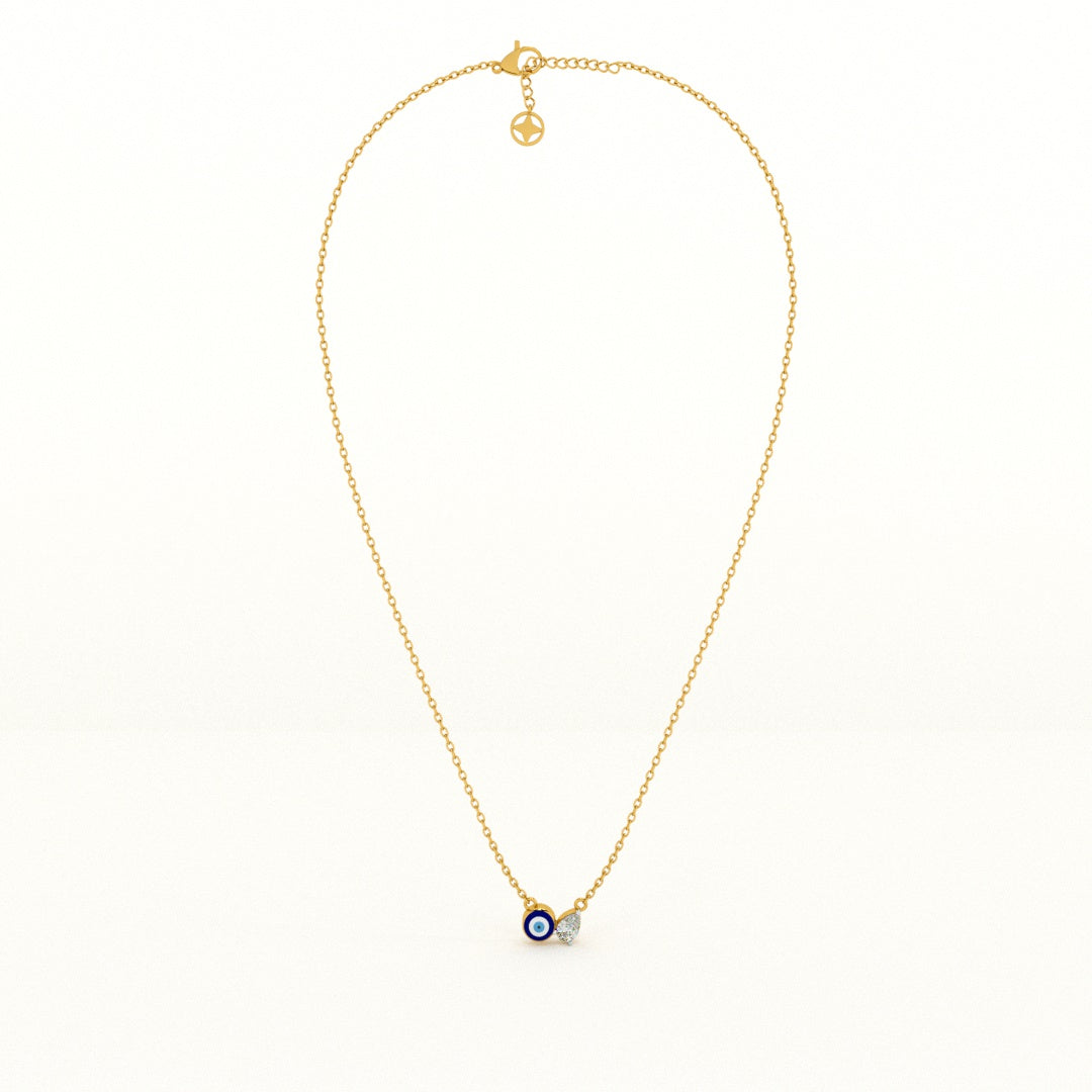 Evil Eye DuoStone 925 Silver Necklace