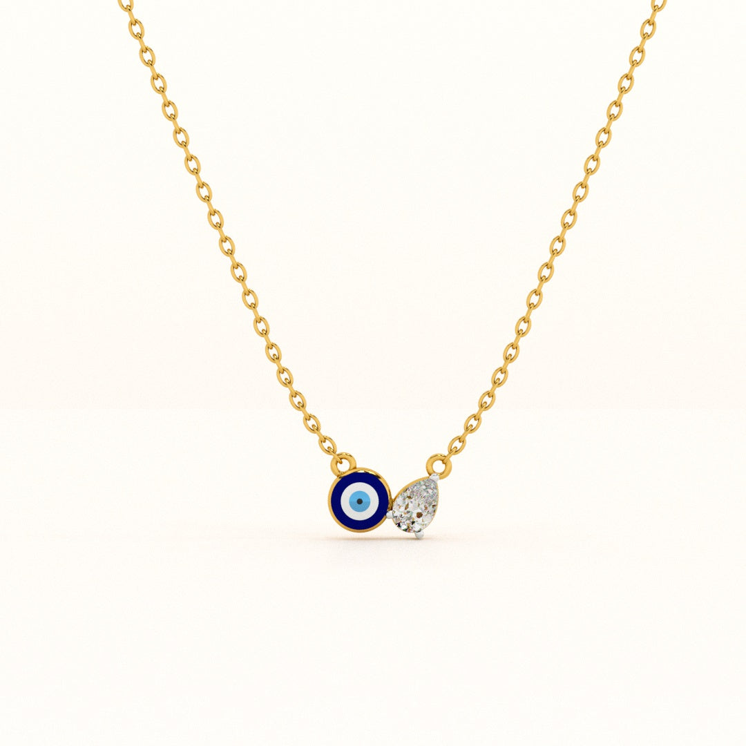Evil Eye DuoStone 925 Silver Necklace