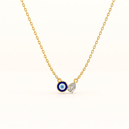 Evil Eye DuoStone 925 Silver Necklace