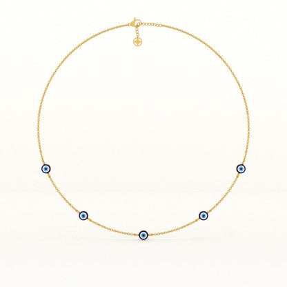Evil Eye 925 Sterling Silver Station Necklace