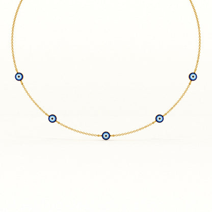 Evil Eye 925 Sterling Silver Station Necklace