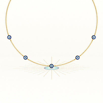 Evil Eye 925 Sterling Silver Station Necklace