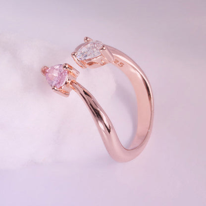 Toi et Moi Pear Rose Gold 925 Silver Ring