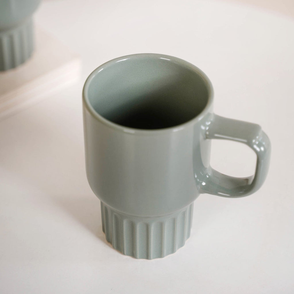 Ribelle Ceramic Stackable Mug Set Of 4 Sage Green 270ml