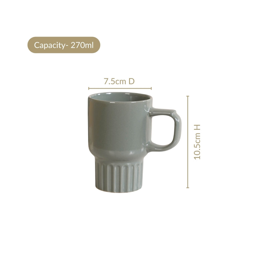 Ribelle Ceramic Stackable Mug Set Of 4 Sage Green 270ml